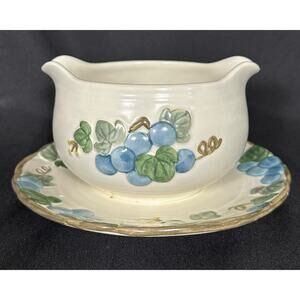 METLOX Poppy Trail Sculptured Blue Grape Vintage Gravy Boat